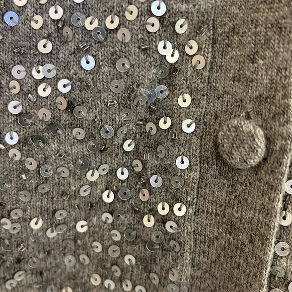 Talbots Gray Wool Blend Cardigan with Silver Sparkly Front - Women’s Size XL - Picture 6 of 11